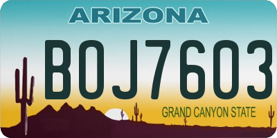 AZ license plate BOJ7603