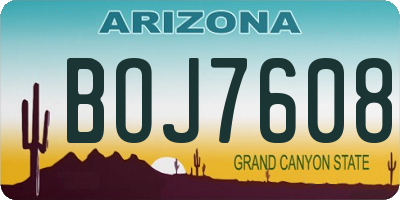 AZ license plate BOJ7608