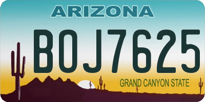 AZ license plate BOJ7625