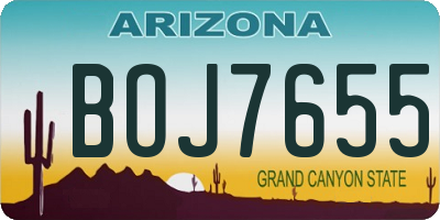 AZ license plate BOJ7655