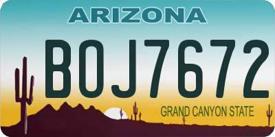 AZ license plate BOJ7672
