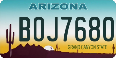 AZ license plate BOJ7680