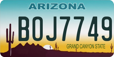 AZ license plate BOJ7749