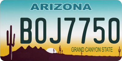AZ license plate BOJ7750