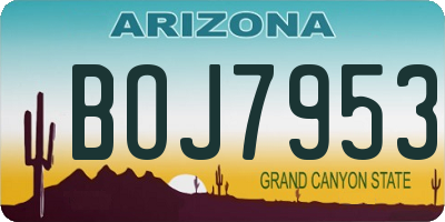AZ license plate BOJ7953