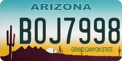 AZ license plate BOJ7998