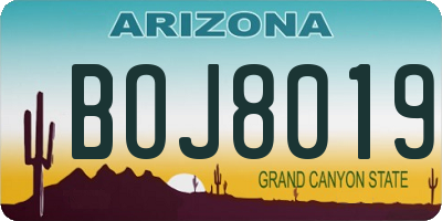 AZ license plate BOJ8019