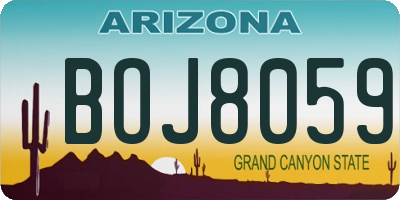 AZ license plate BOJ8059
