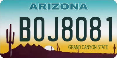AZ license plate BOJ8081