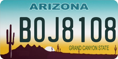 AZ license plate BOJ8108