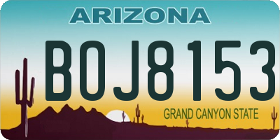 AZ license plate BOJ8153