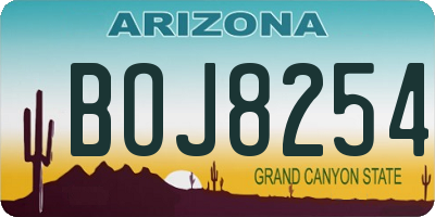 AZ license plate BOJ8254