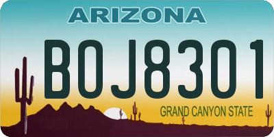 AZ license plate BOJ8301