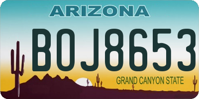 AZ license plate BOJ8653
