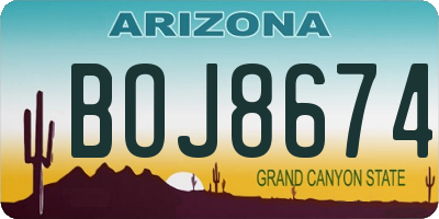 AZ license plate BOJ8674