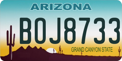 AZ license plate BOJ8733
