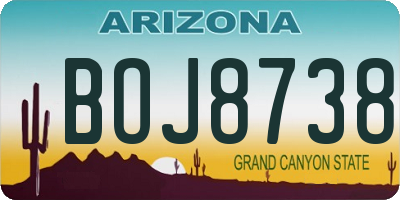 AZ license plate BOJ8738