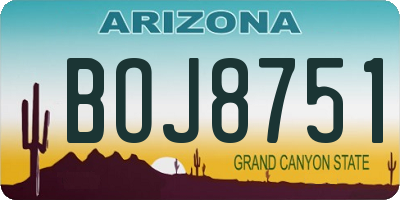 AZ license plate BOJ8751