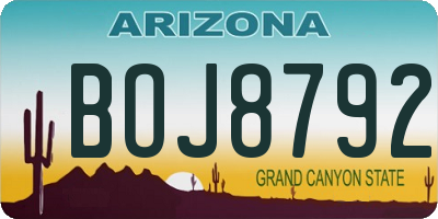 AZ license plate BOJ8792