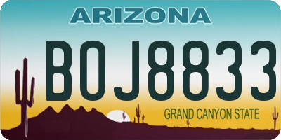 AZ license plate BOJ8833