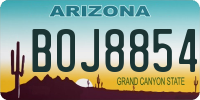 AZ license plate BOJ8854