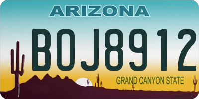 AZ license plate BOJ8912
