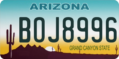 AZ license plate BOJ8996