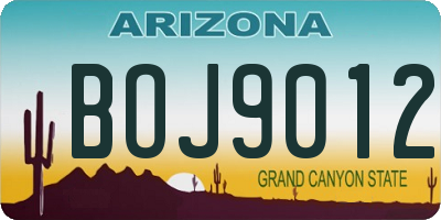 AZ license plate BOJ9012