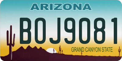 AZ license plate BOJ9081