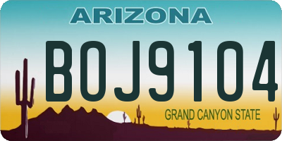 AZ license plate BOJ9104