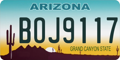 AZ license plate BOJ9117