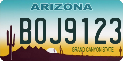 AZ license plate BOJ9123