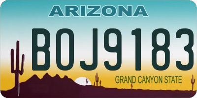 AZ license plate BOJ9183