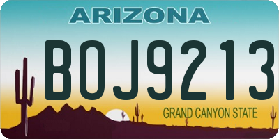 AZ license plate BOJ9213