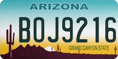 AZ license plate BOJ9216