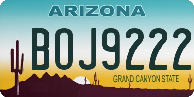 AZ license plate BOJ9222