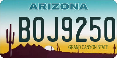 AZ license plate BOJ9250