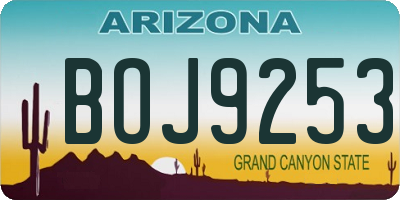 AZ license plate BOJ9253