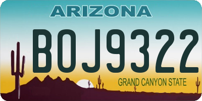 AZ license plate BOJ9322