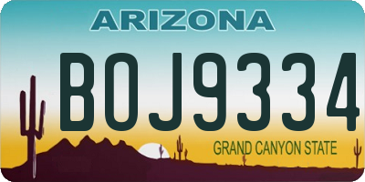 AZ license plate BOJ9334