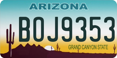 AZ license plate BOJ9353