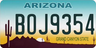 AZ license plate BOJ9354