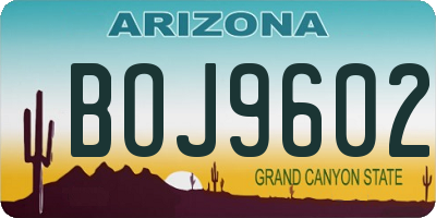 AZ license plate BOJ9602