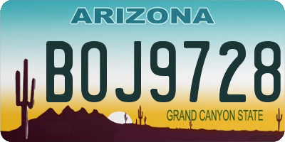 AZ license plate BOJ9728