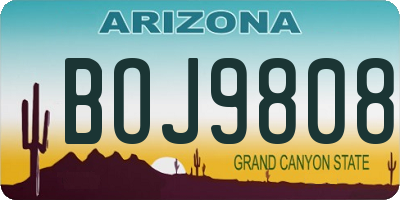 AZ license plate BOJ9808