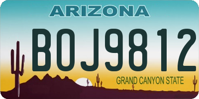 AZ license plate BOJ9812