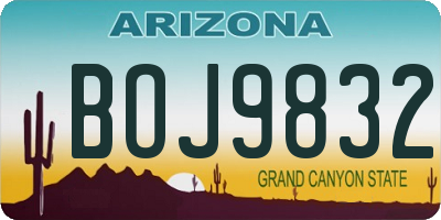 AZ license plate BOJ9832