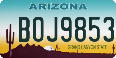 AZ license plate BOJ9853