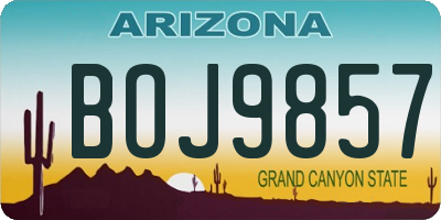 AZ license plate BOJ9857