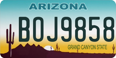 AZ license plate BOJ9858